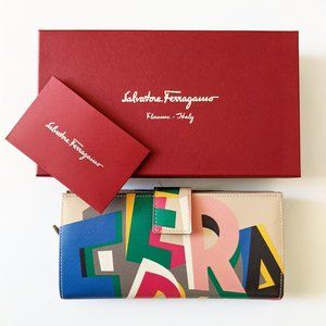 SALVATORE FERRAGAMO colorful art leather Wallet